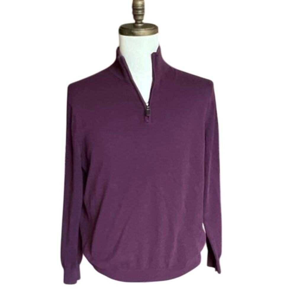 Jos A. Bank Traveler Plum Quarter Zip Knitted Sweater Men's Size L Career Layer